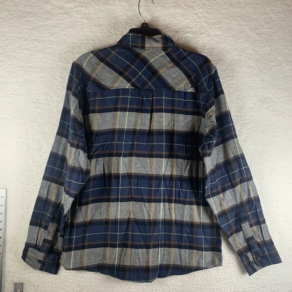 Alpine Design Flannel Shirt Men's Medium Mount Evans Navy Plaid Button-Up 8238 - Picture 2 of 9